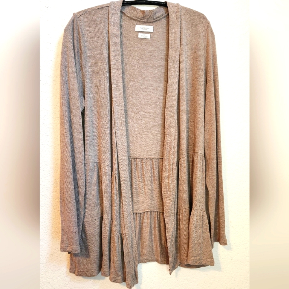 Van Heusen Tiered Tan Open‎ Front Cardigan, Size S